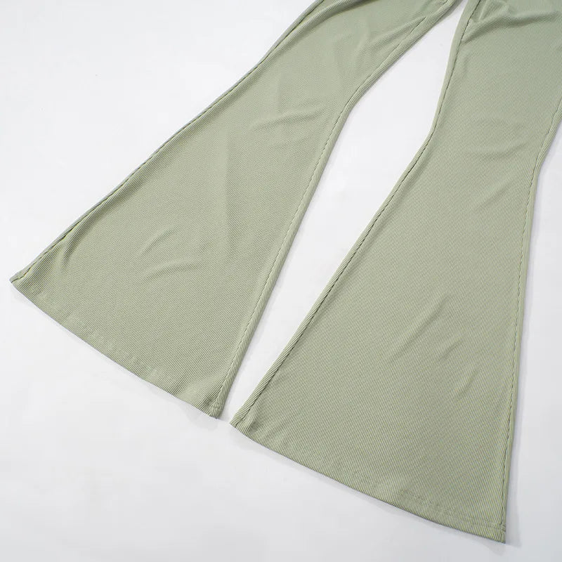 Sexy Slim Two Piece Set For Women Short Sleeve Square Collar Top High Waist Pants