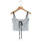 Sexy Sweet Girl Plaid Polka Dot Camis Cotton Top
