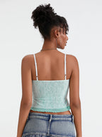 Fairycore Lace Camisole With Spaghetti Straps And Patchwork Detail Top