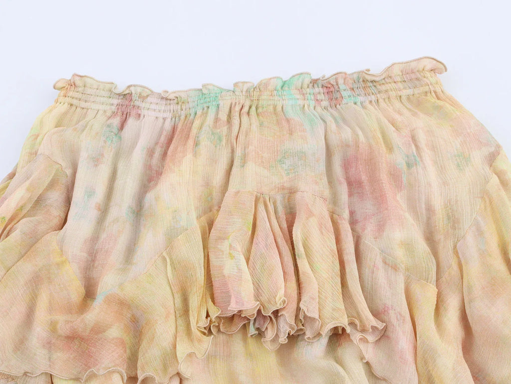 Boho Gradient Tiered Skirt With Ruffles Elegant Long Hippie Style