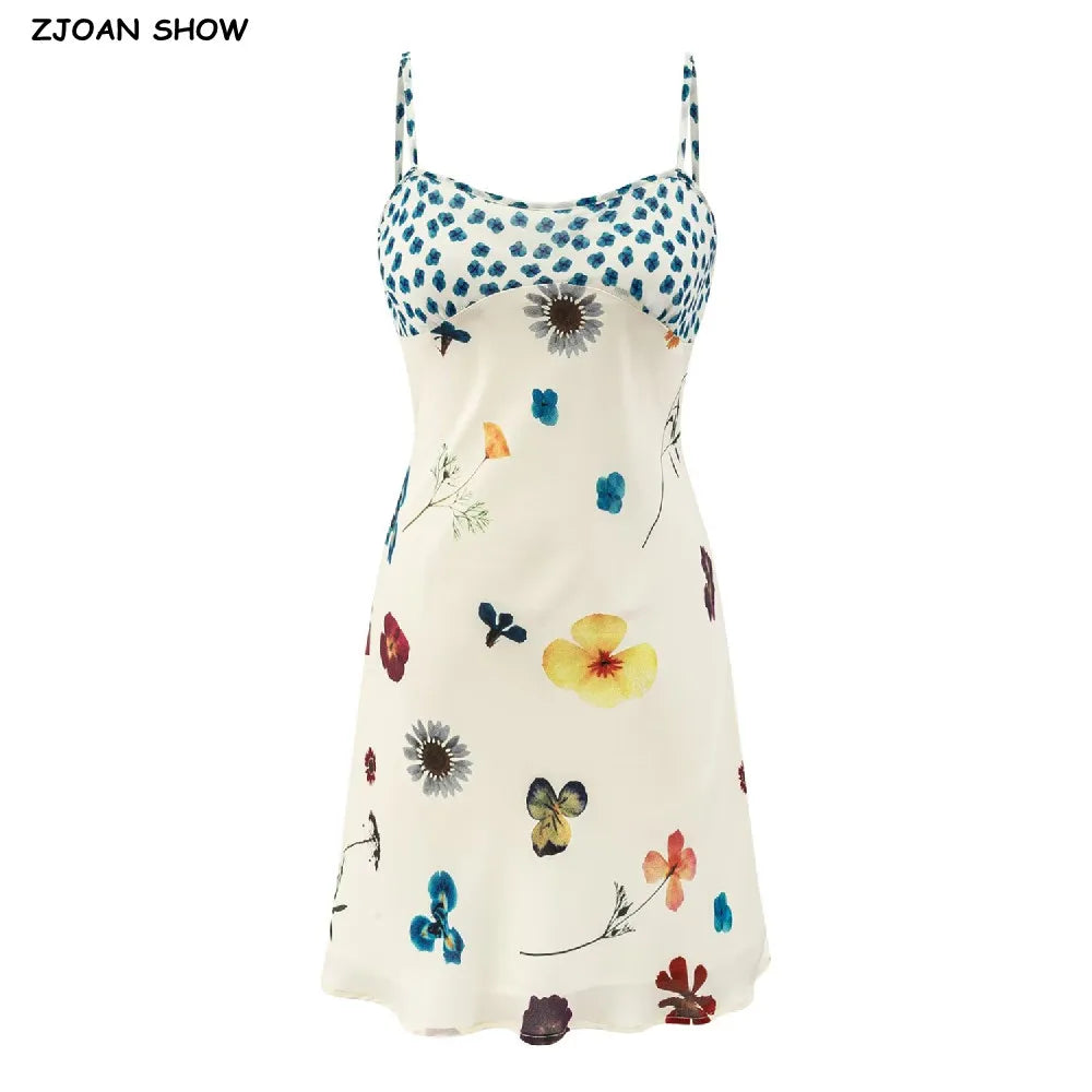 Floral Print Retro Sling Dress Light Chiffon