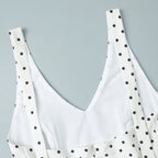 Dot Print Halter Top Set With Wide Leg Pants