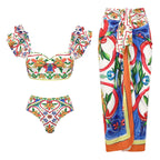 Vacation Underwire Bikini Set With Skirt High Waist Flirty Swimwear