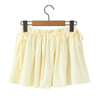 Radiant Bow Accent Ruched Bust Tank Top With Open Button Front And Rope Laced Waist Mini Skirt Set