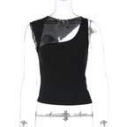 Irregular Neckline Sleeveless Tank Top For Women Slim Fit