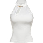 Chic Hollow Tank Top With Buckle Detail