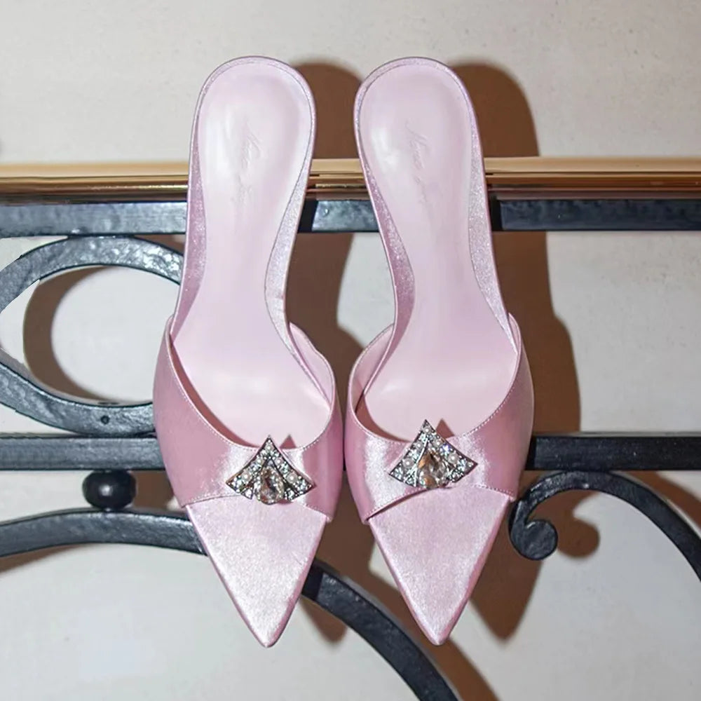 Elegant Crystal Pointed Toe Slippers