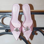 Elegant Crystal Pointed Toe Slippers