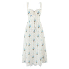Romantic Apricot Floral Print Bow Ruched Midi Dress With Lace Lining For Women And Elegant Silhouette