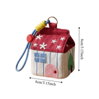 Kawaii Large Capacity Cartoon House Earphone Bag And Embroidery Storage Coin Purse In Red Polyester