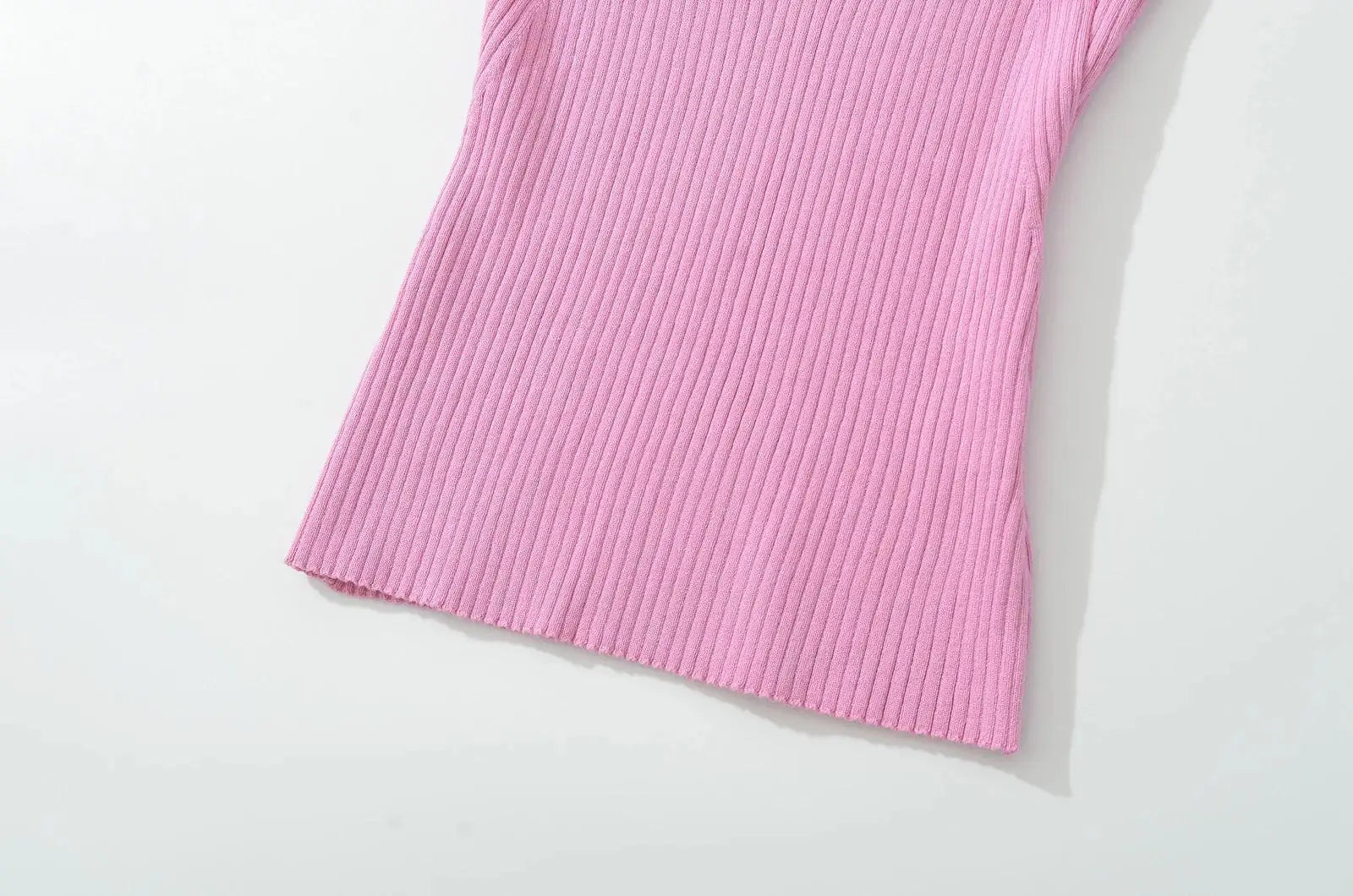 Knit Turn Down Collar Pullover For Women Slim Stretch Short Sleeve Top