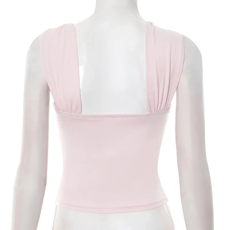 Backless Cropped Tank Top For Summer Women With Metal Ring Detail Sleeveless Vest