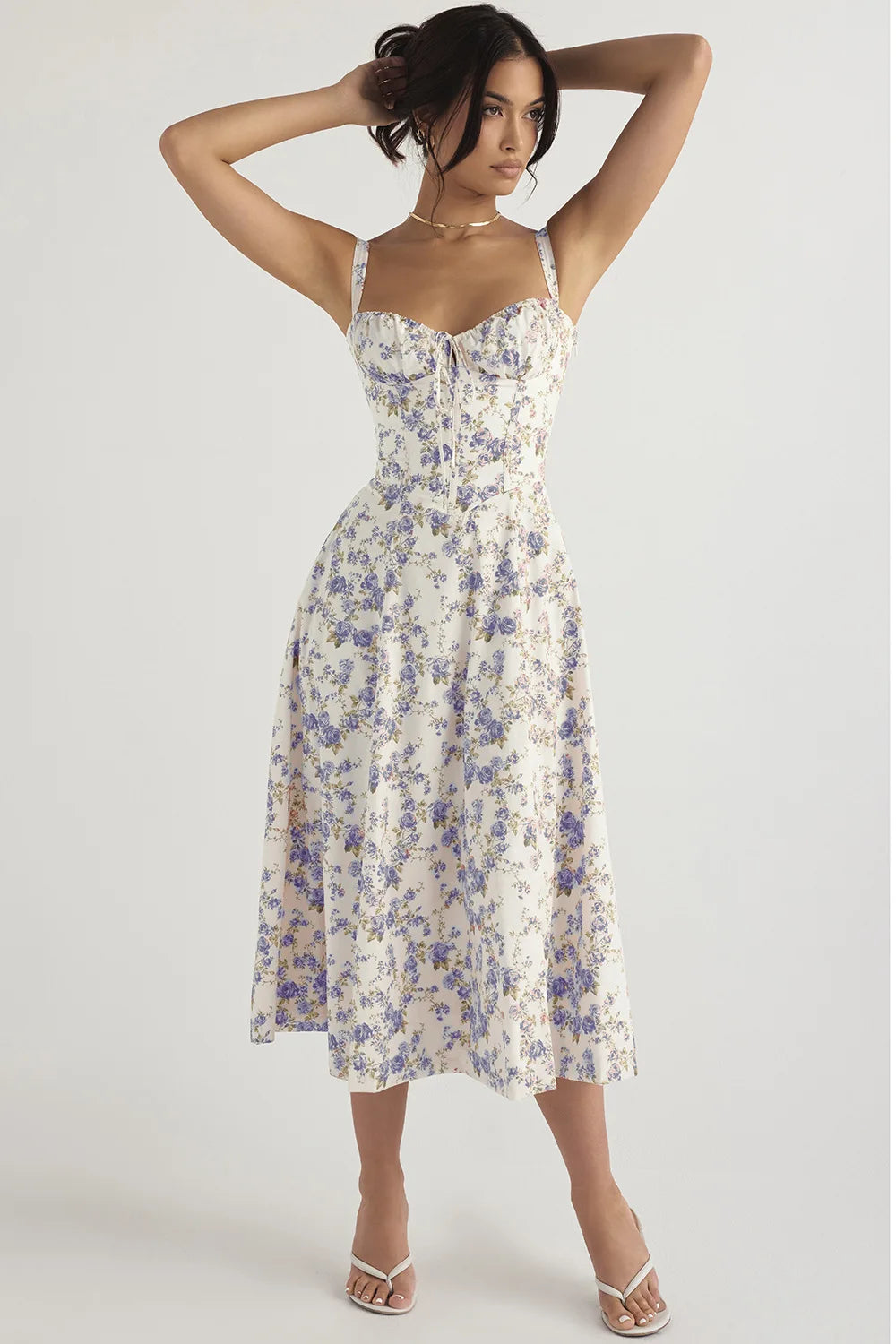 Spaghetti Strap Maxi Dress With Wrap Bow Lace Up Front Elegant Long Gown