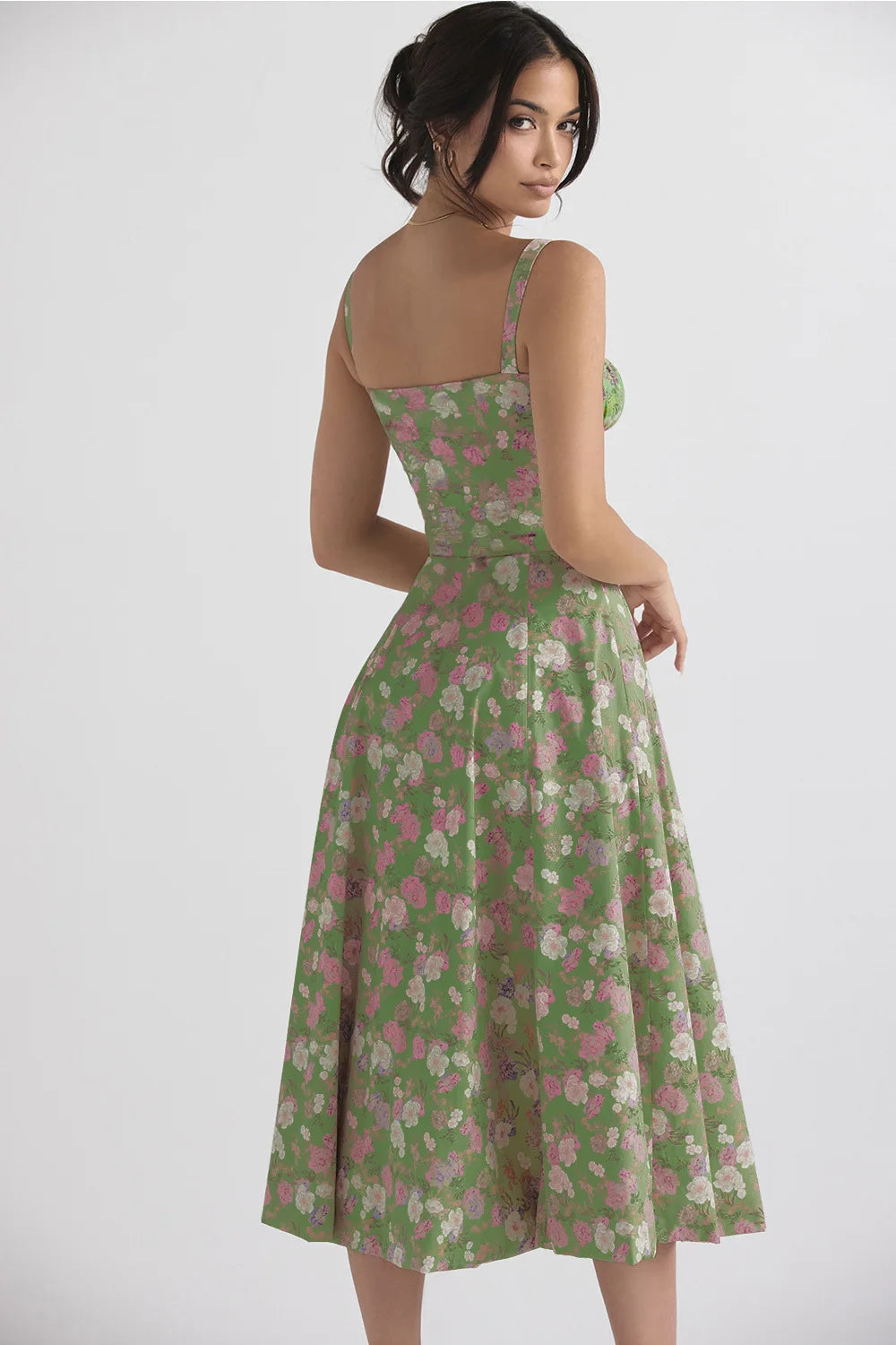 Spaghetti Strap Maxi Dress With Wrap Bow Lace Up Front Elegant Long Gown