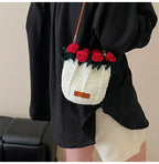 String Bucket Bag For Women Lightweight Crossbody Versatile Hollowout Design