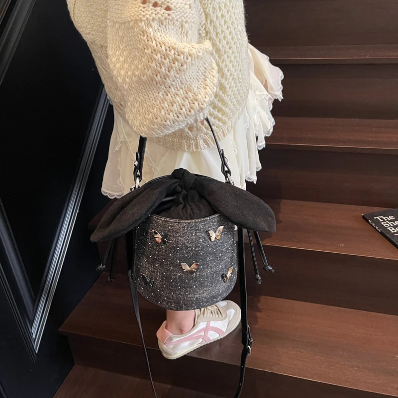 Sweet Butterfly Denim Mini Crossbody Bag