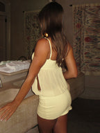 Backless Chiffon Patchwork Suspender Mini Dress With Sheer Panels