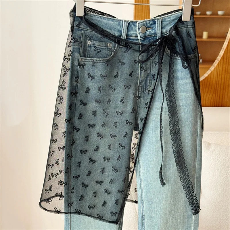 Lace Layered Gauze Skirt With Wrap Style Spicy Girl Streetwear Look For Bold Everyday Chic