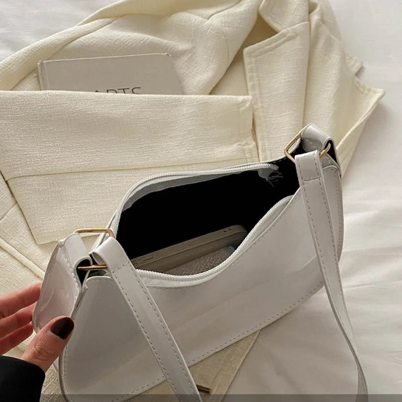 Retro Solid PU Leather Shoulder Bag For Women Chic Casual Hobo