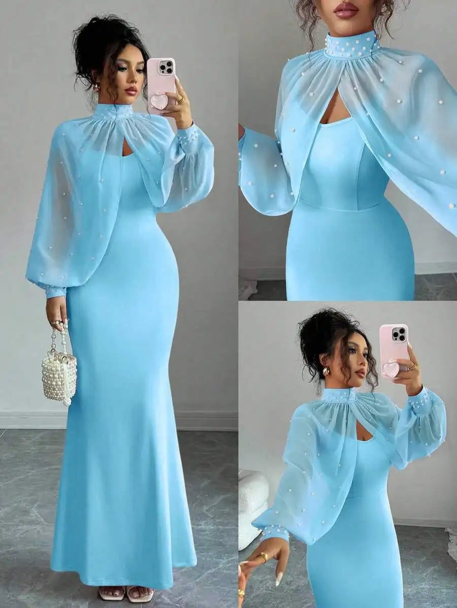 Elegant Mermaid Gown Beaded Body-con Slip Dress