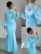 Elegant Mermaid Gown Beaded Body-con Slip Dress