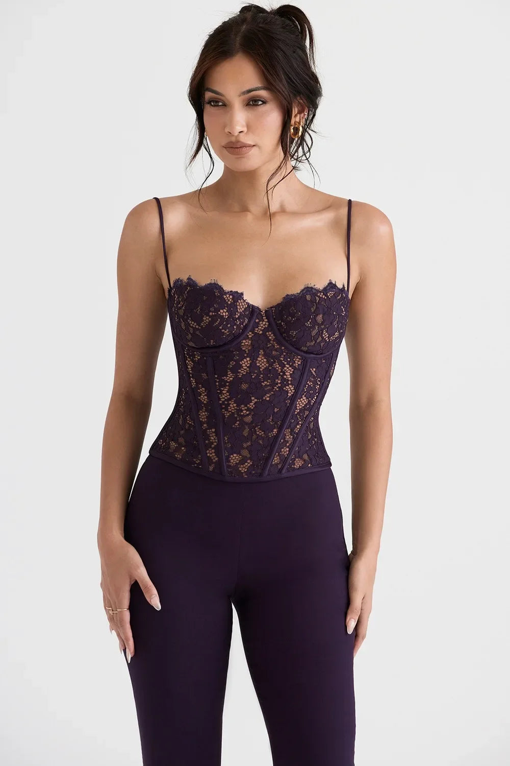 Women's Fashion Lace Spice Sling Vest Fishbone Top