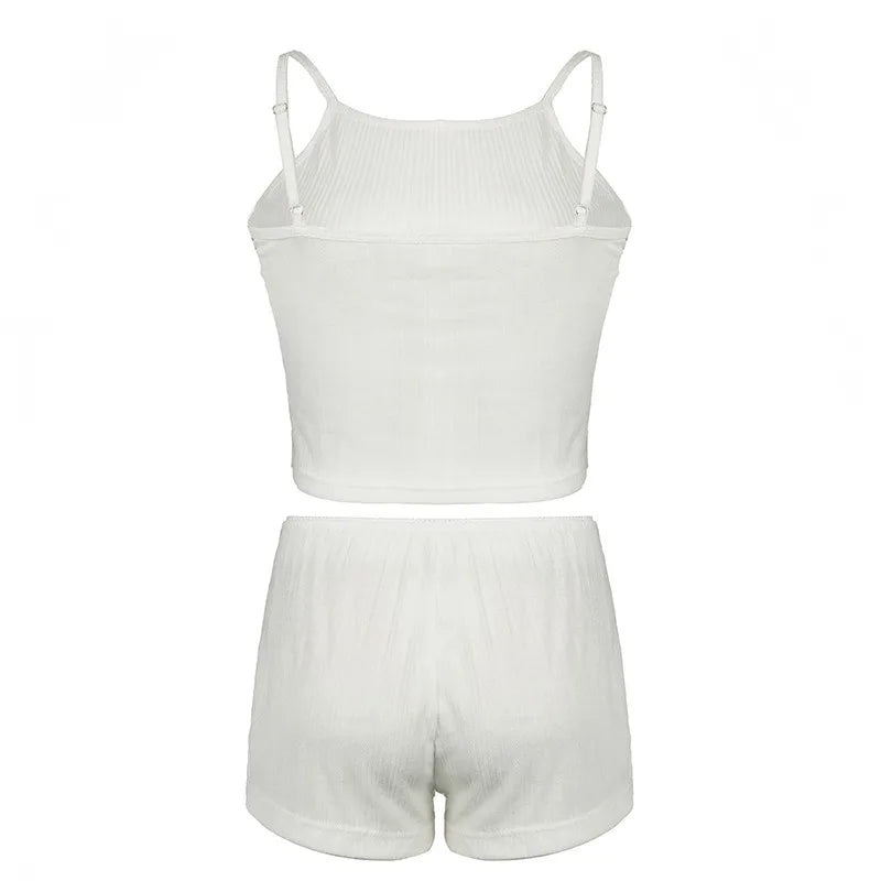 Sultry Suspender Sleep Set With Lightweight Top And Shorts
