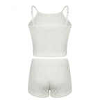 Sultry Suspender Sleep Set With Lightweight Top And Shorts
