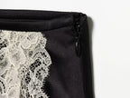 Lace Hem Mini Skirt Mid Waist Above Knee Length