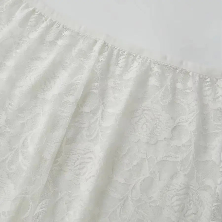 Lace Capri Pants For Women With Elastic Waist Cropped See Through Design