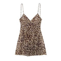 Leopard Print Tulle Slip Dress With Backless Draped
