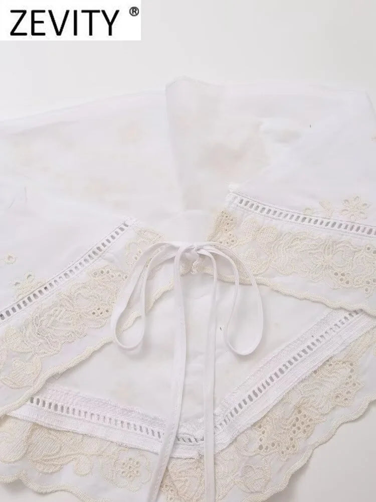 Backless Strapless Embroidered Crop Top With Hollow Details