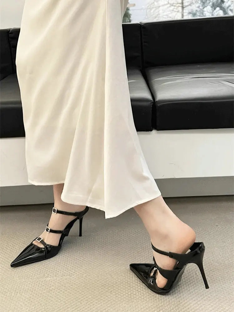 Sparkle Rhinestone Patent Leather Sandal With Thin Strap