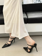 Sparkle Rhinestone Patent Leather Sandal With Thin Strap