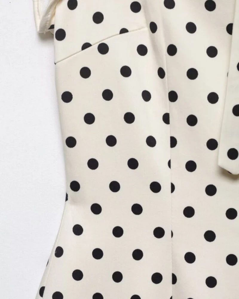 Polka Dot Cutout Bow Front Mini Dress
