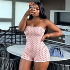 Polka Dot Strapless Playsuit For Women Backless Slim Fit Romper