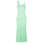 Airy Floral Knit Maxi Dress With Spaghetti Straps