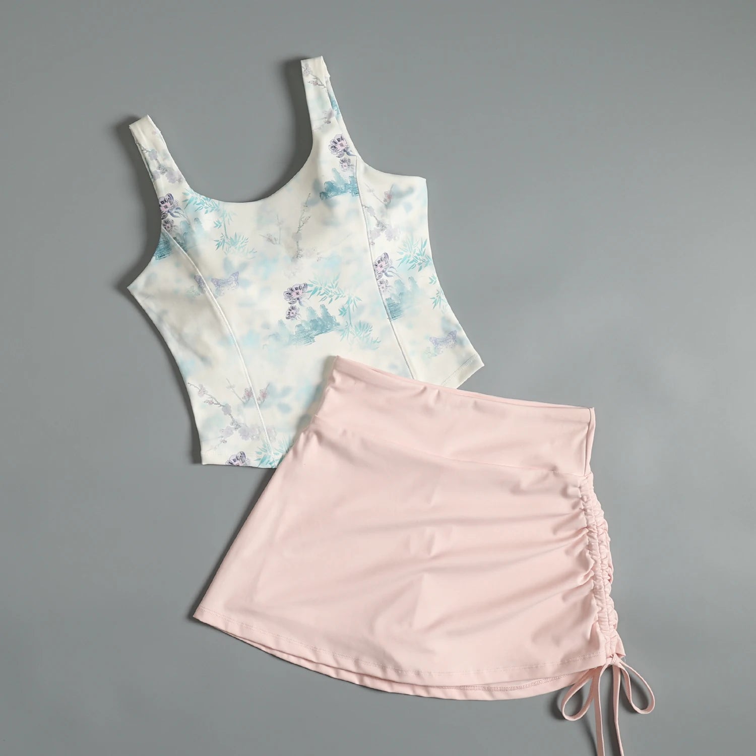 Activewear Set For Women With Chest Pad Vest And Skirt