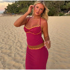 Sequined Beach Two Piece Set Halter Top And Skirt