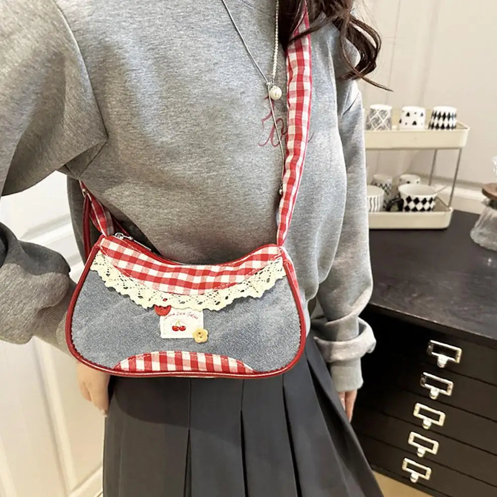 Lace Ribbon Tote With Stretchable Shoulder Strap Handbag