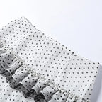 Polka Dot Chic Set With V Neck Crop Top And Ruffle Skirt