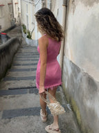 Knit Mini Dress With Tassels And Glitter