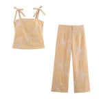 Cotton Two Piece Set For Women With Vest And Ankle Length Trousers