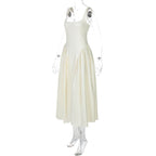 Gingham Square Neck A-Line Midi Dress With Pockets