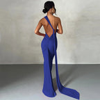 One Shoulder Backless Ruched Dress