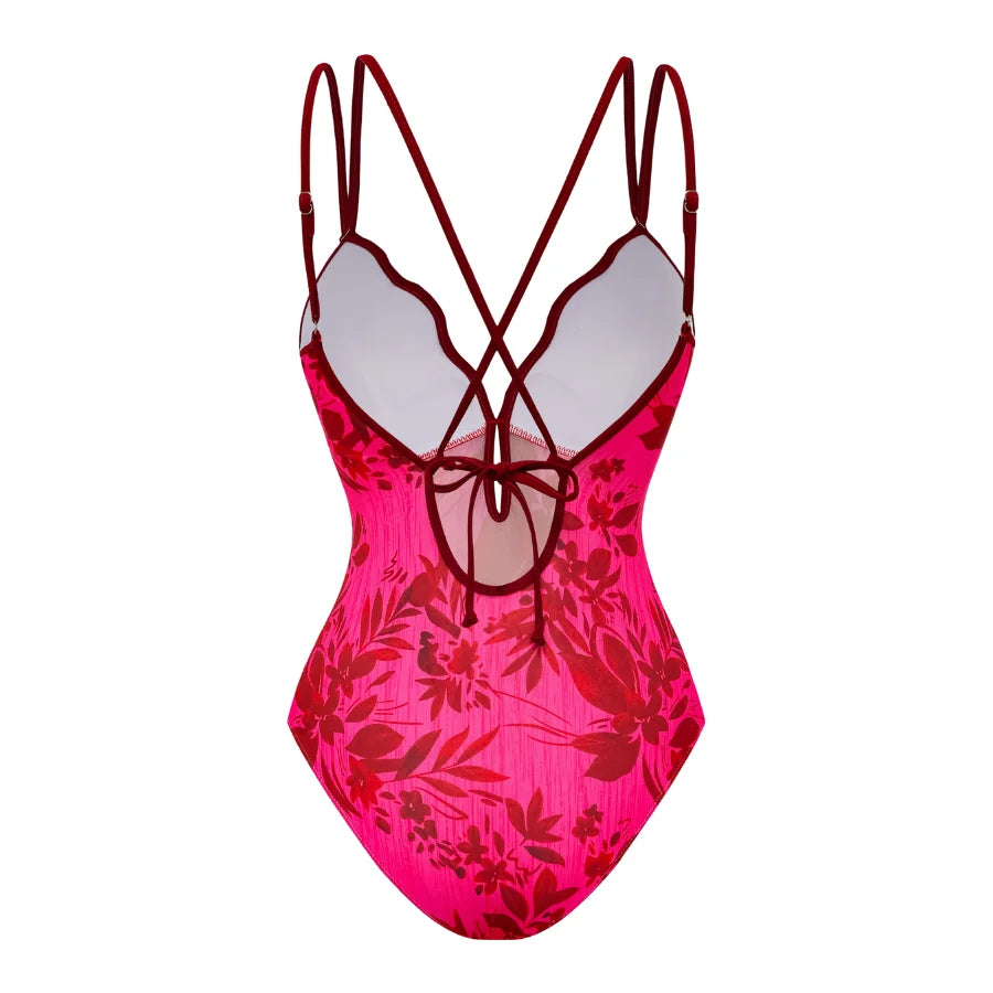 Ruffle Cutout One Piece Swimsuit With Skirt For Fresh Summer Beachwear Vibe