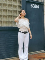 Off Shoulder Button Top Multi Way Wear Slim Fit Cropped