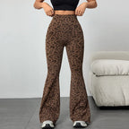 Leopard Print High Waist Bell Bottom Yoga Leggings For Women With Soft Stretch