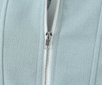 Sultry Gray And White Spliced Corset Crop Top With Fishbone Bodice