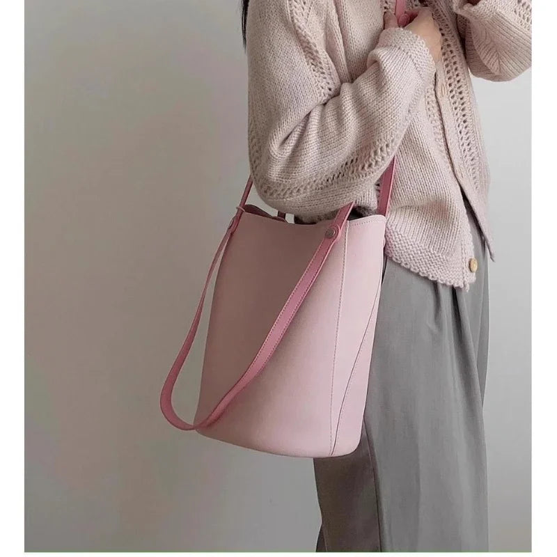 Pink Bucket Bag Crossbody With Generous Interior